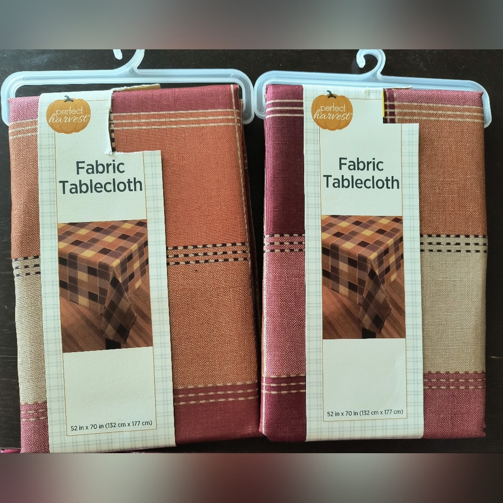 2 Perfect Harvest Fabric Tablecloths 52 x 70"